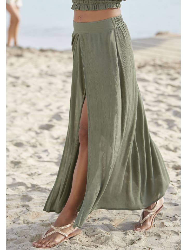 LASCANA Maxirock in khaki günstig kaufen