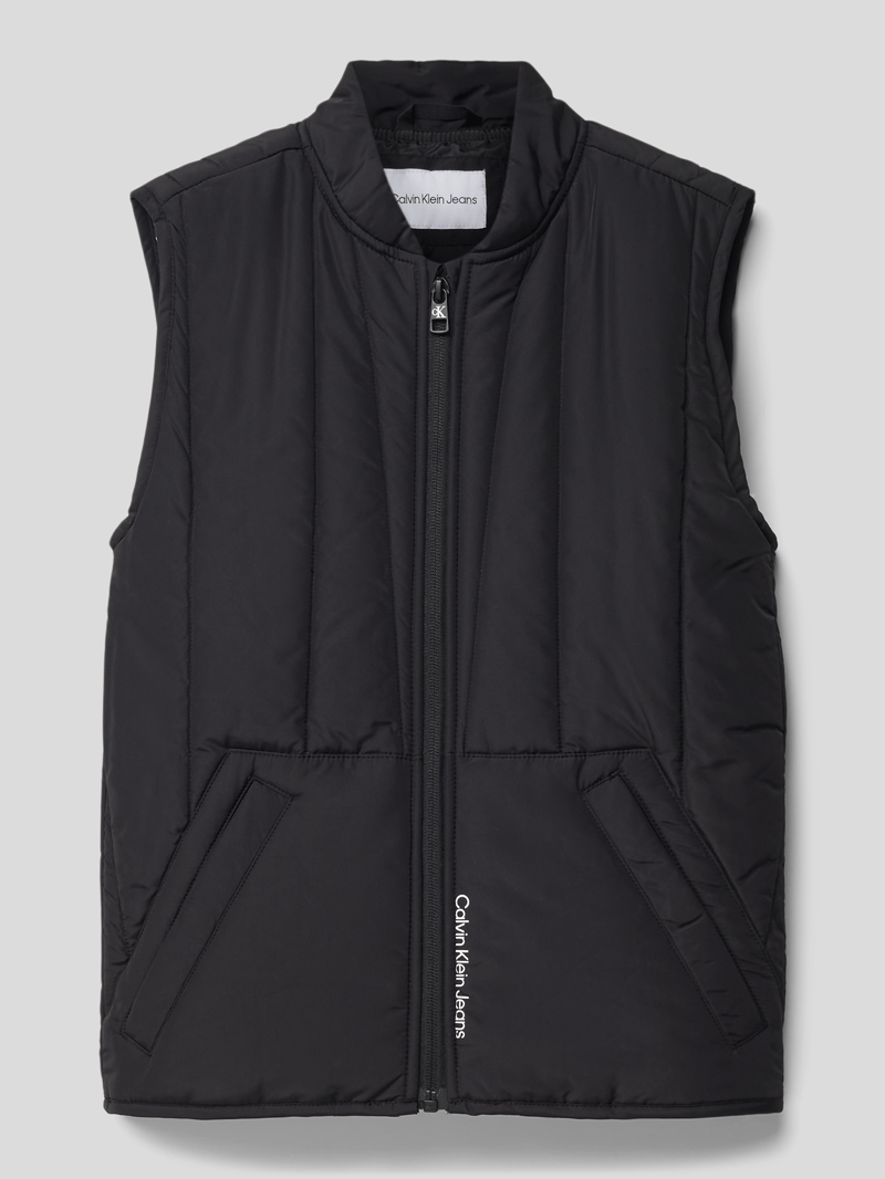 Steppweste mit Stehkragen Modell 'STEAMING LOGO VEST' in schwarz