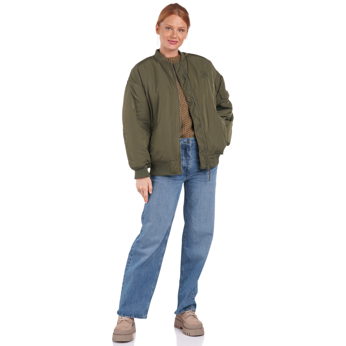Damen Bomberjacke mit Rippenbündchen