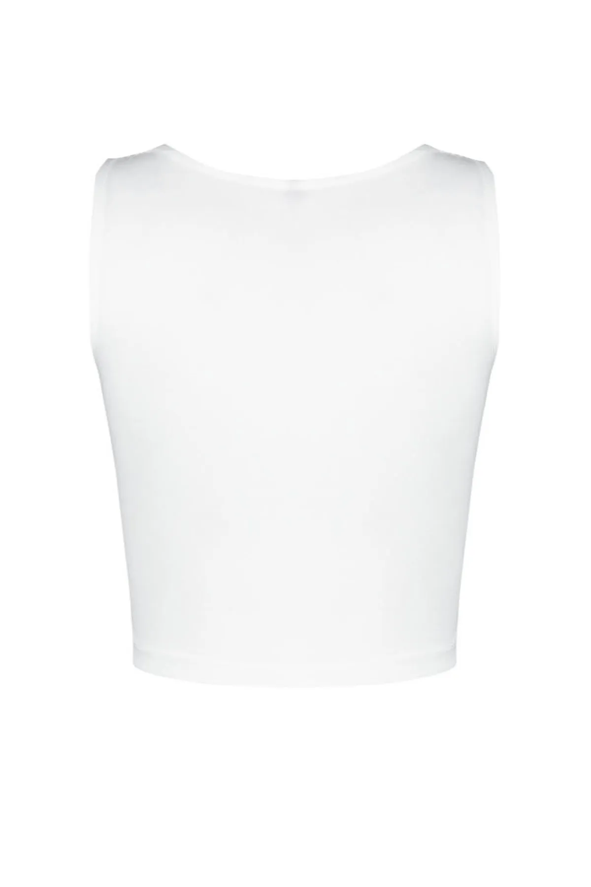 Trendyol Collection  Weiße, kurze Strickbluse mit Fenster-/Cut-Out-Detail