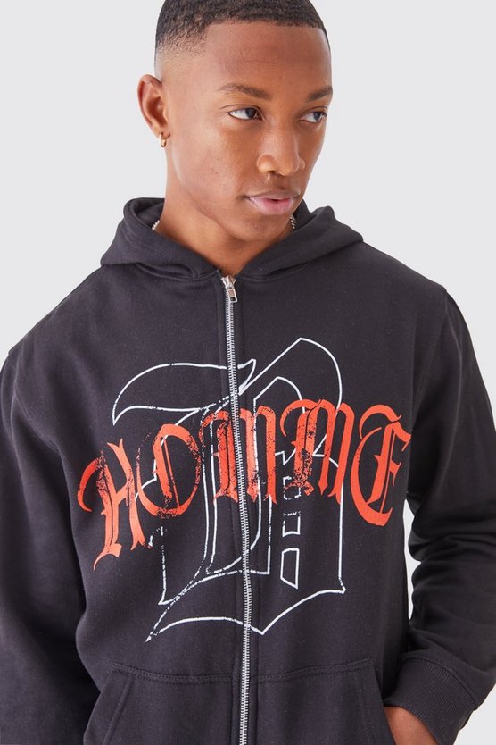 Hoodie mit Reißverschluss und M-Print