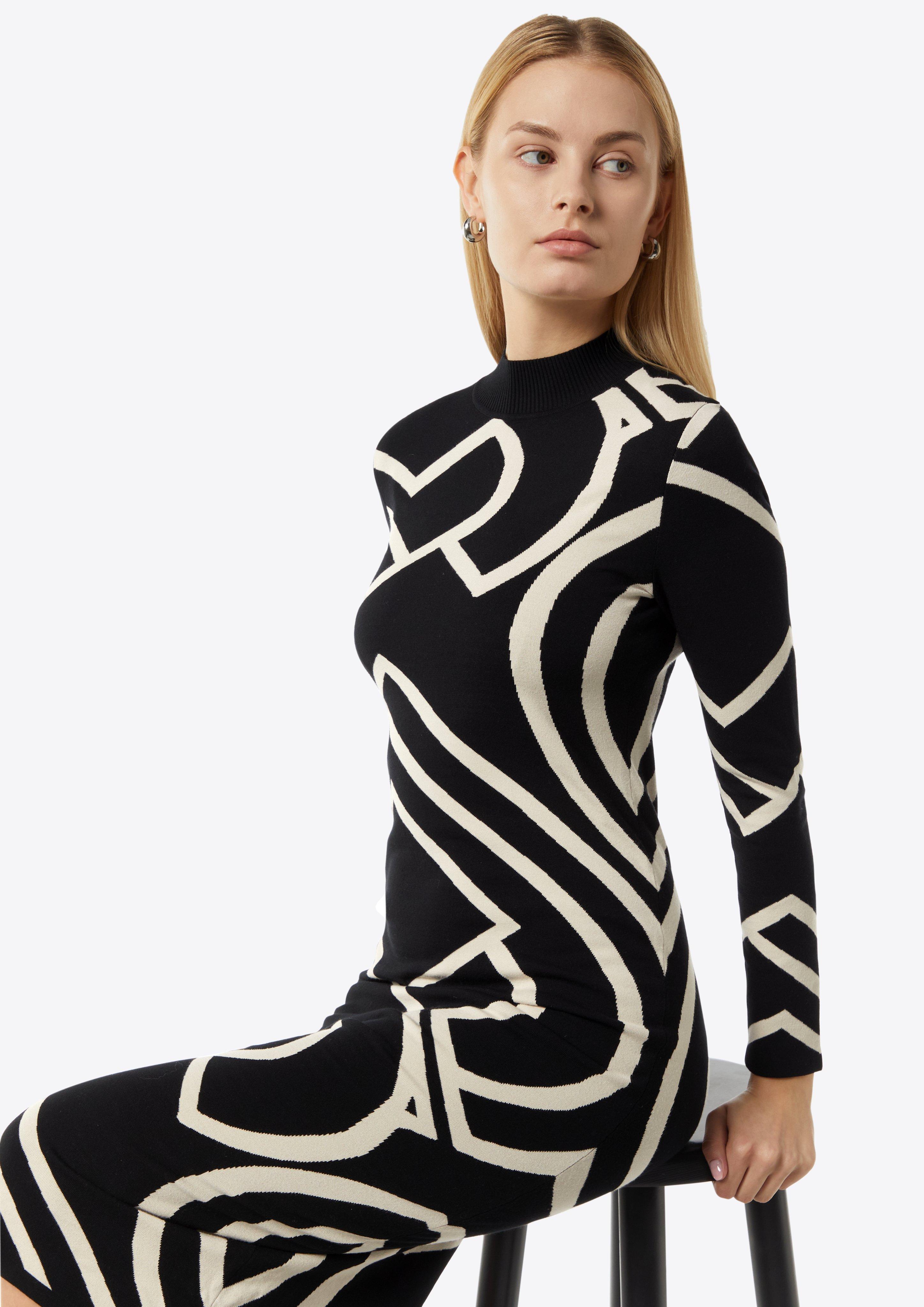 Jacquard-Kleid mit Logo-Design - schwarz