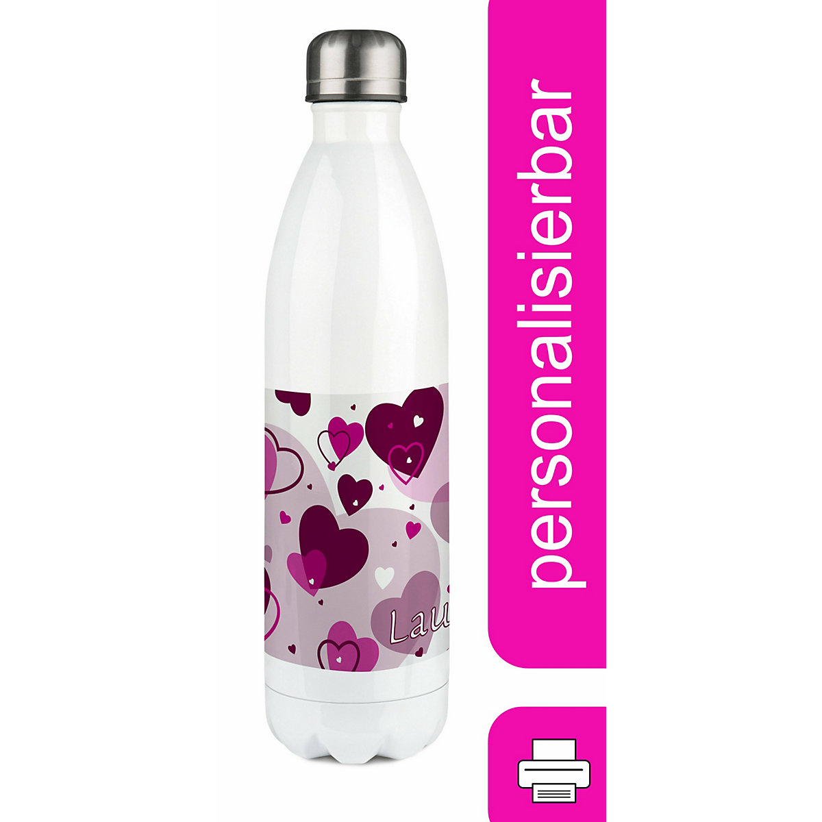 Edelstahl Kinder Thermoflasche / Trinkflasche bunt Herz Farbe brombeere Spülmaschinenfest, Auslaufsicher, Bruchfest, Doppelwandig, Für Heißgetränke geeignet, Mit Deckel, Isoliert