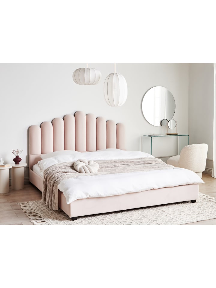 Beliani Doppelbett VINCENNES in Rosa/Schwarz - (W) 185 x (H) 124 x (L) 213 cm günstig kaufen onesize