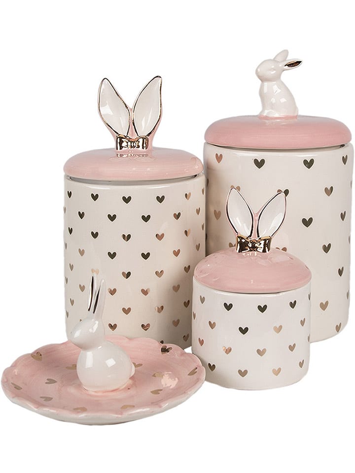 Clayre & Eef Vorratsbehälter in Creme/ Rosa - (H)23 x Ø 12 cm günstig kaufen onesize