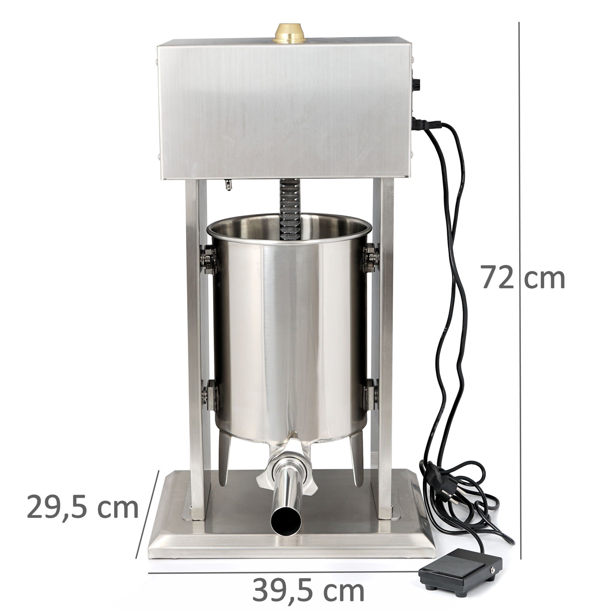 Zelsius Küchenmaschine elektrische Profi Wurstfüllmaschine, 10 Liter, mit Fußpedal, 120 W