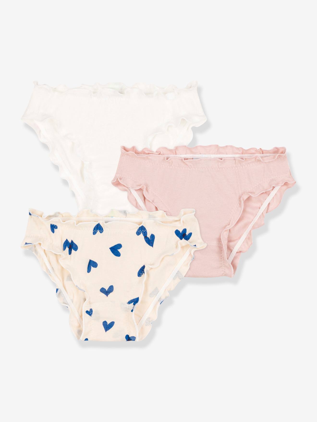 Lot de 3 culottes cœur en coton petite fille PETIT BATEAU multicolore