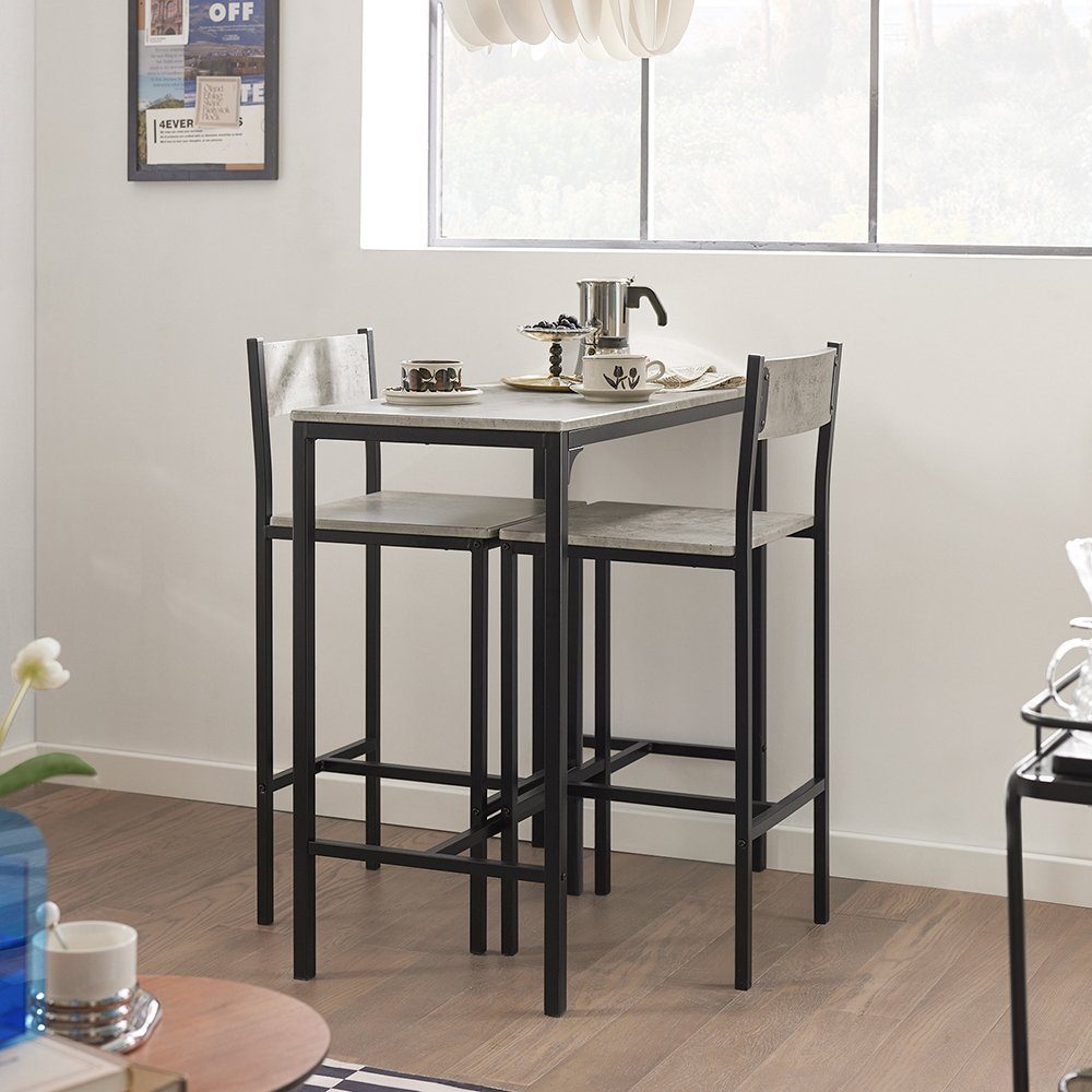 SoBuy Bartisch OGT03, Bartisch Set 3-teilig Esstisch Bistrotisch Balkonmöbel Bistromöbel