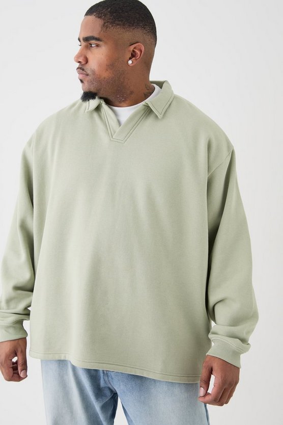 Plus Oversize Rugby Sweatshirt-Poloshirt