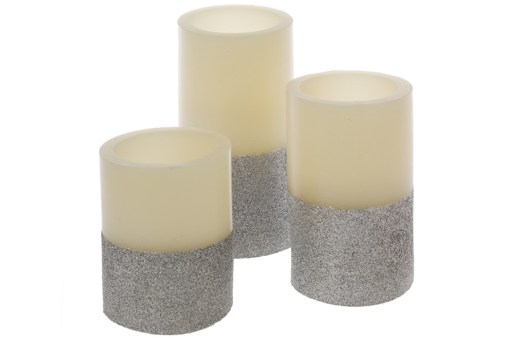 MyFlair My Flair 3er-Set LED Kerzen, natur/silber