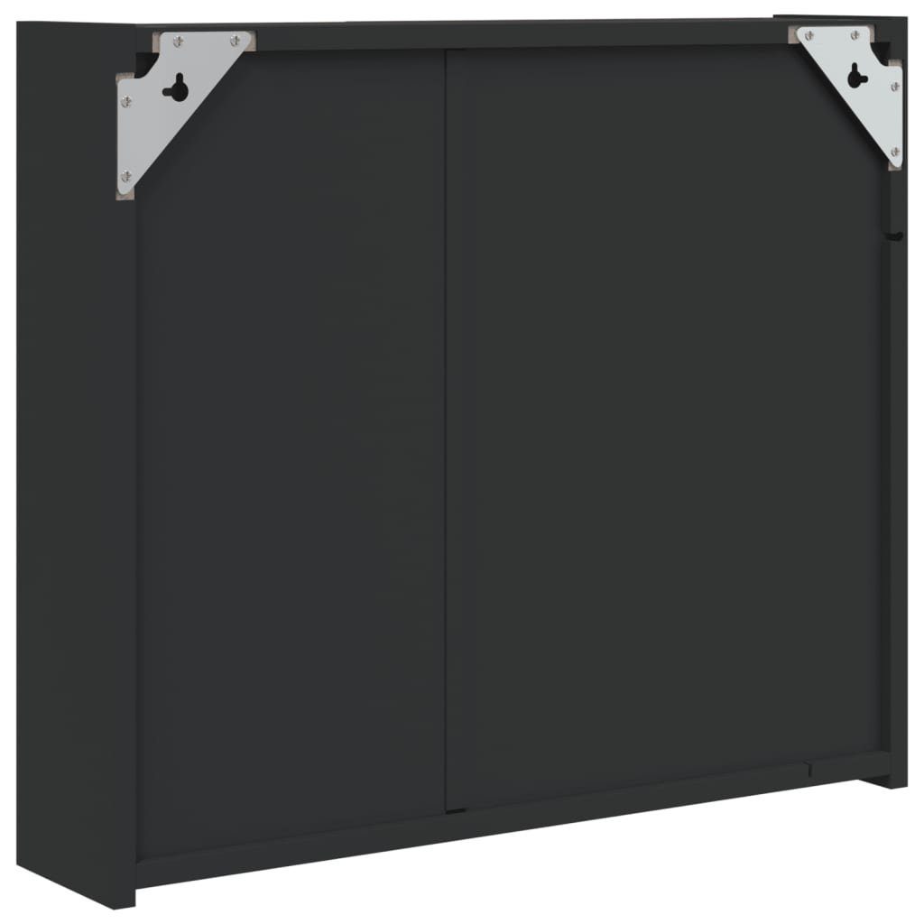 vidaXL Badezimmerspiegelschrank Spiegelschrank mit LED-Beleuchtung Schwarz 60x13x52 cm (1-St)
