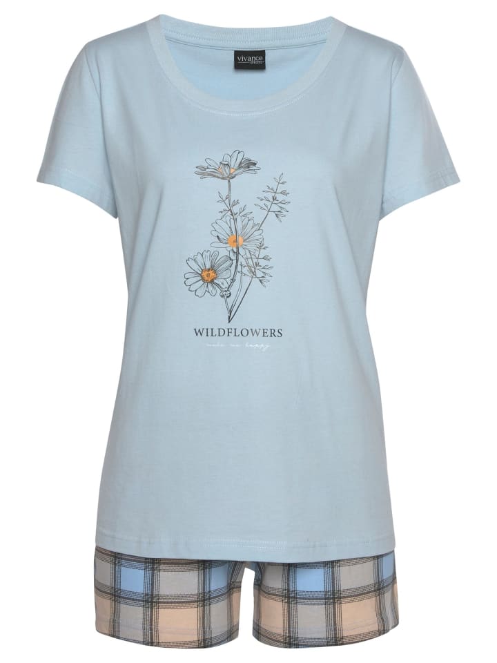 VIVANCE DREAMS Shorty in bordeaux-kariert, kariert-hellblau günstig kaufen