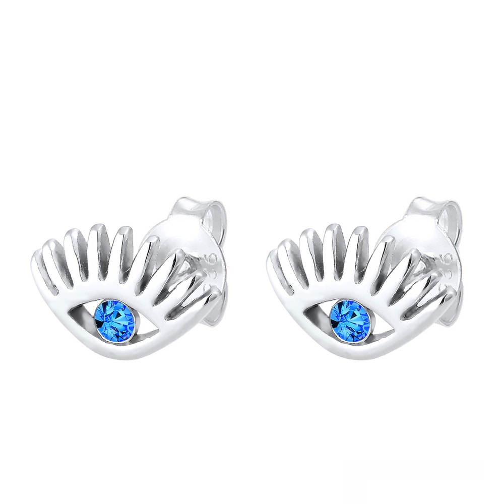 Elli Elli Boucles d'Oreilles Evil Eye avec des Cristaux Clous d'Oreille Femme - (925/1 Boucles d'oreilles