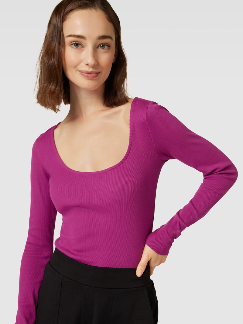 Longsleeve mit tiefem Rundhalsausschnitt in pink