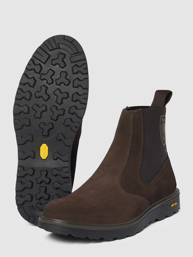 Ankle-Boots mit Label-Print in dunkelbraun