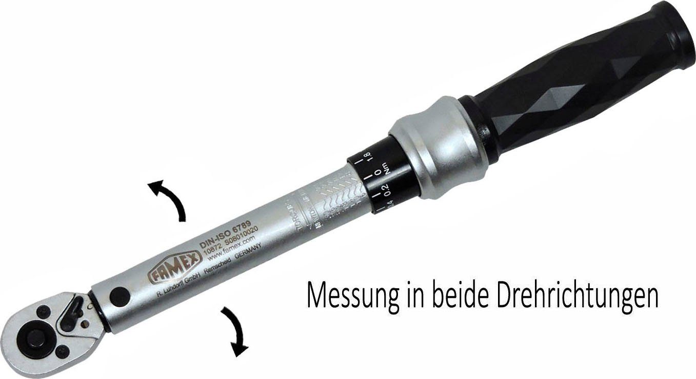 FAMEX Drehmomentschlüssel Pro R+L, 6-30 Nm, 6,3 mm (1/4 Zoll) Antrieb