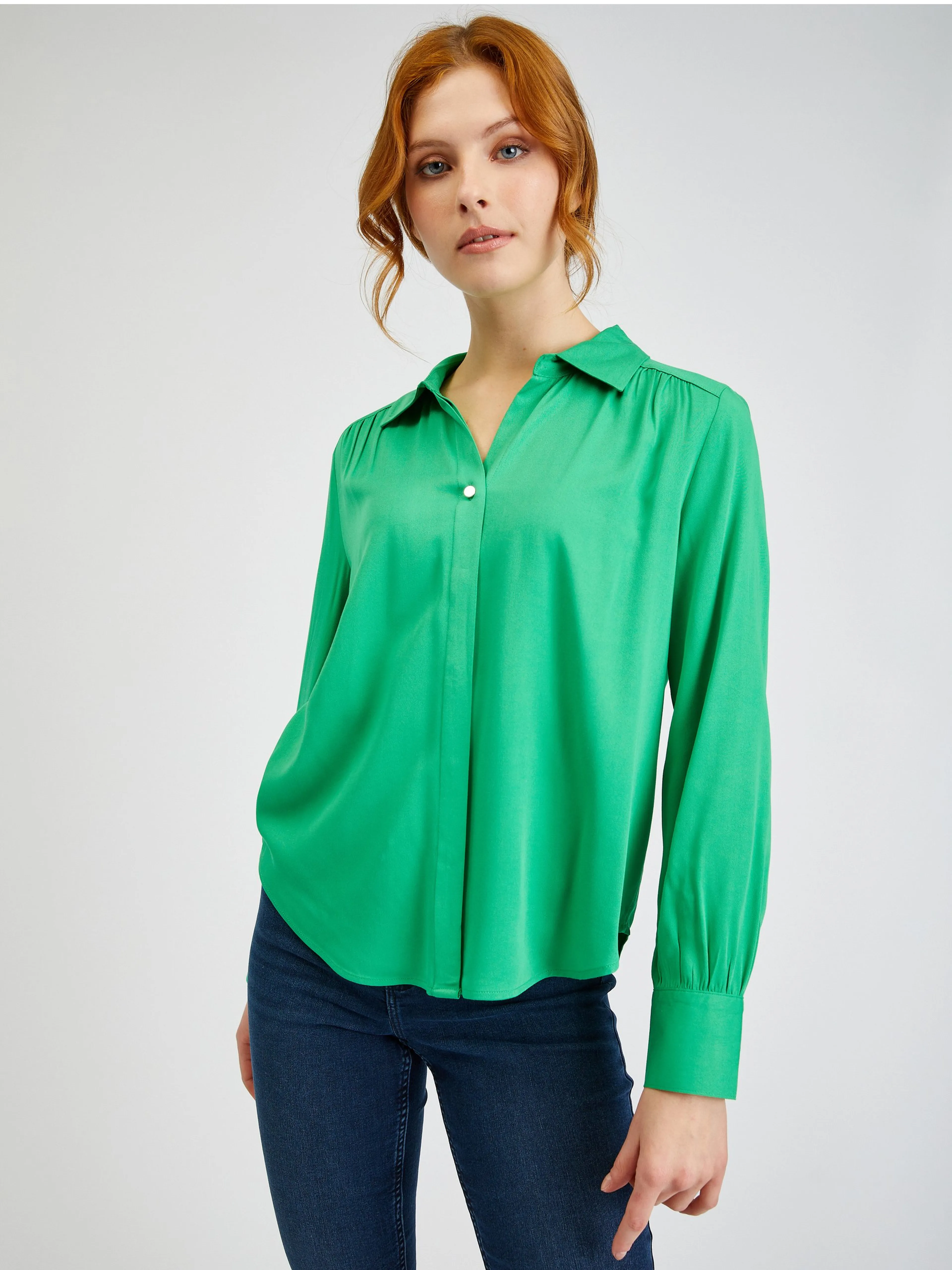 Grüne Damen-Satinbluse ORSAY