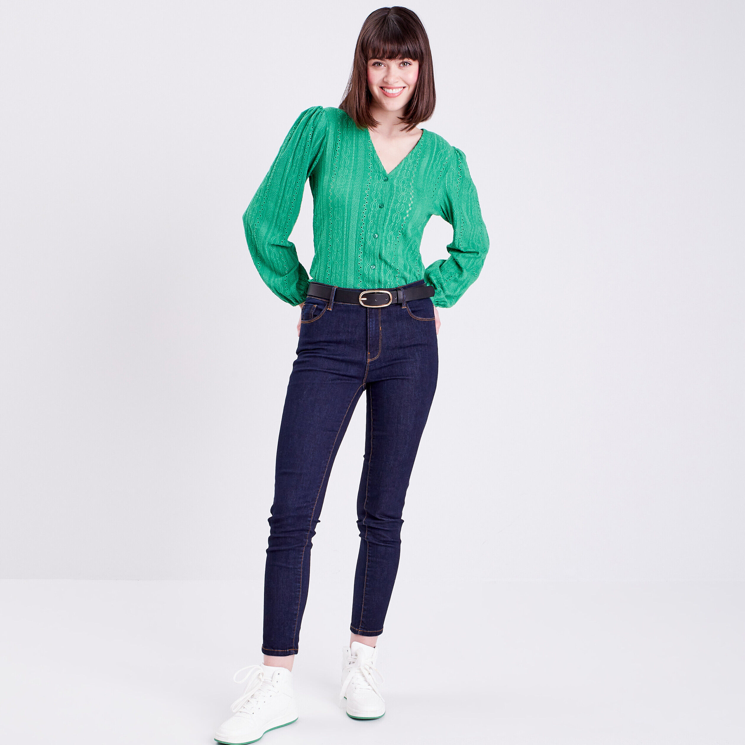 T-shirt manches longues vert femme | Cache Cache