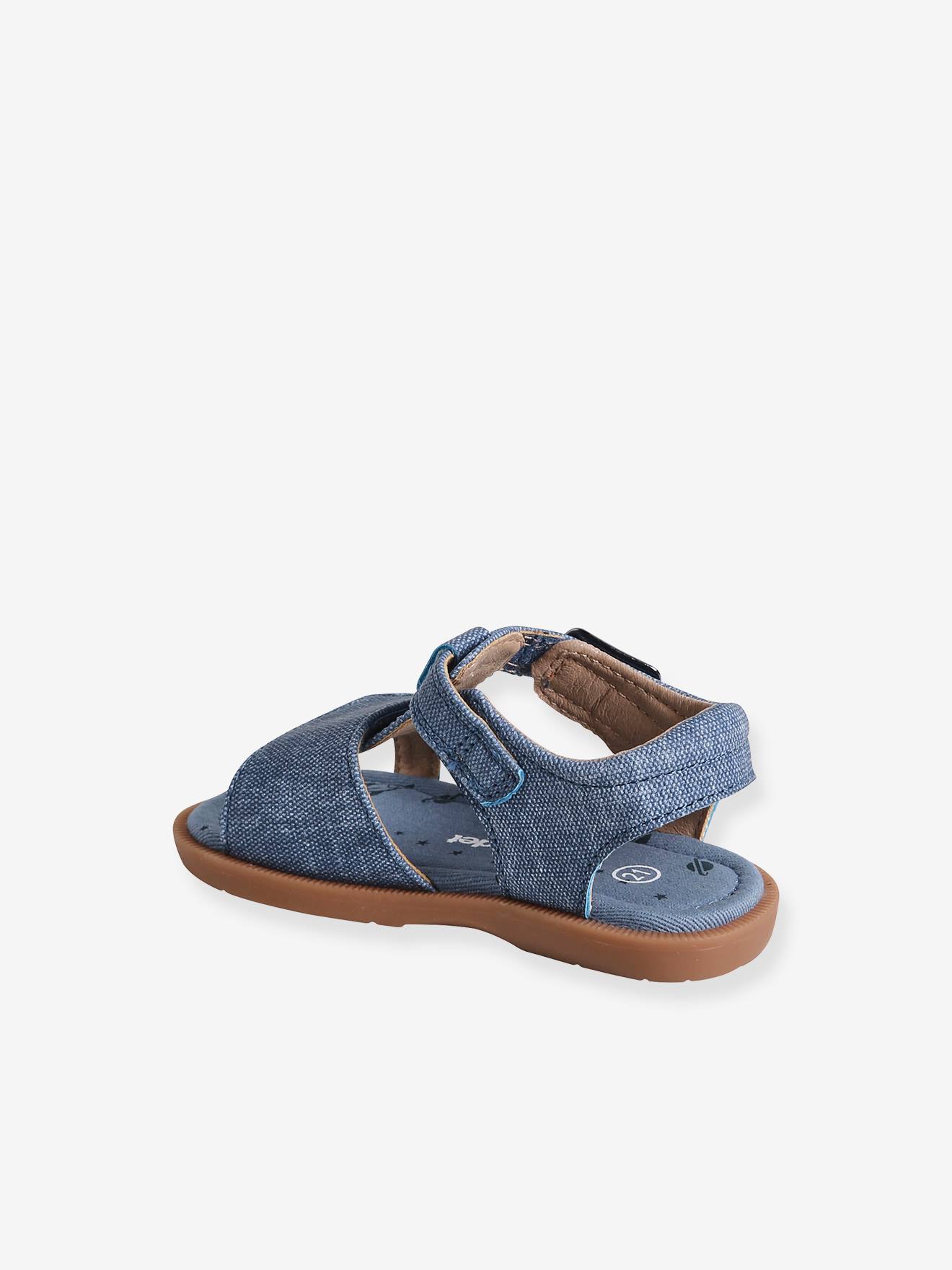 Vertbaudet Baby Klett-Sandalen, Denim-Optik - jeansblau