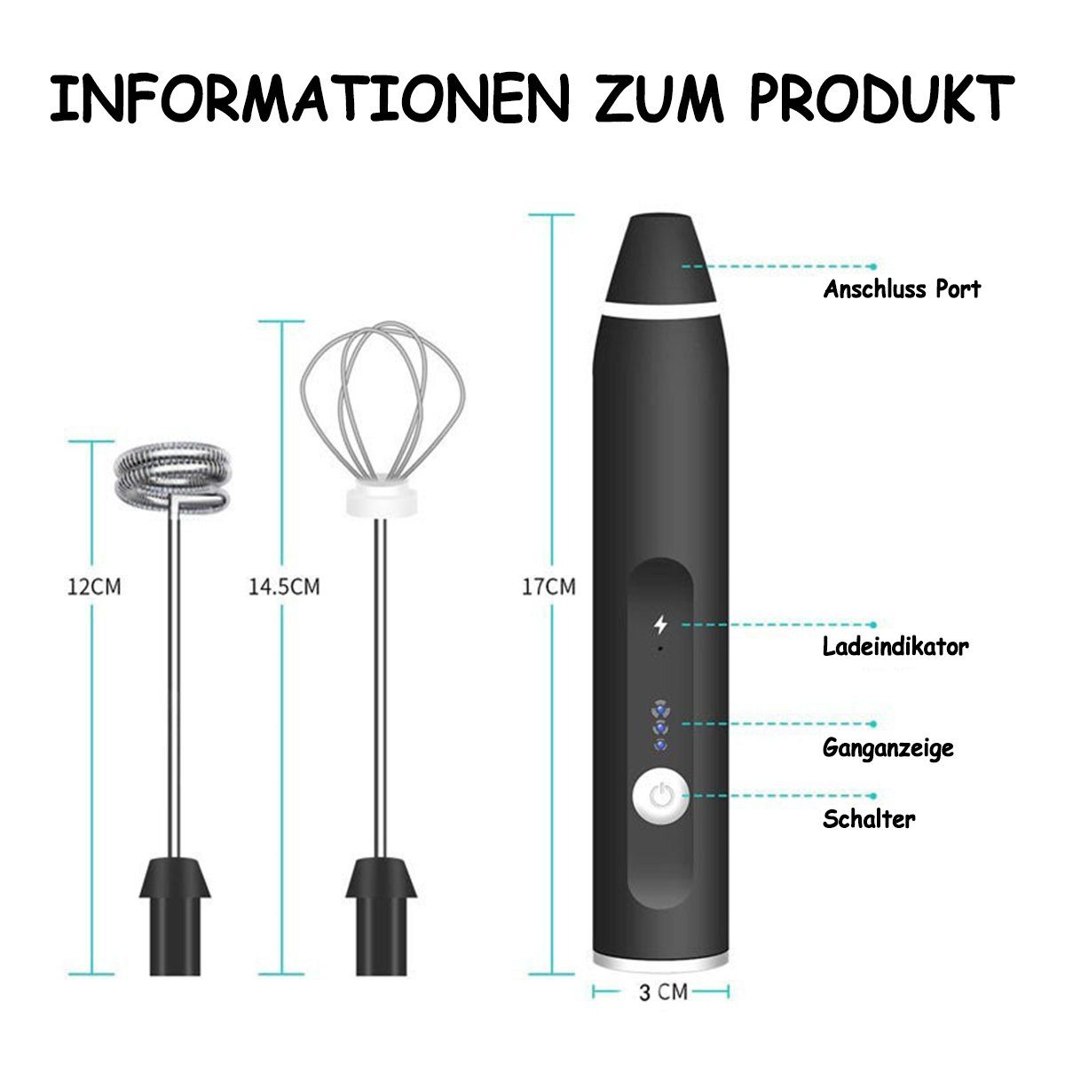 KÜLER Milchaufschäumer Milchaufschäumer-Mixer, Kaffee- und Milchaufschäumer, Schneebesen, Haushalts-Milchaufschäumer, Milchaufschäumer, Mini-Milchaufschäumer