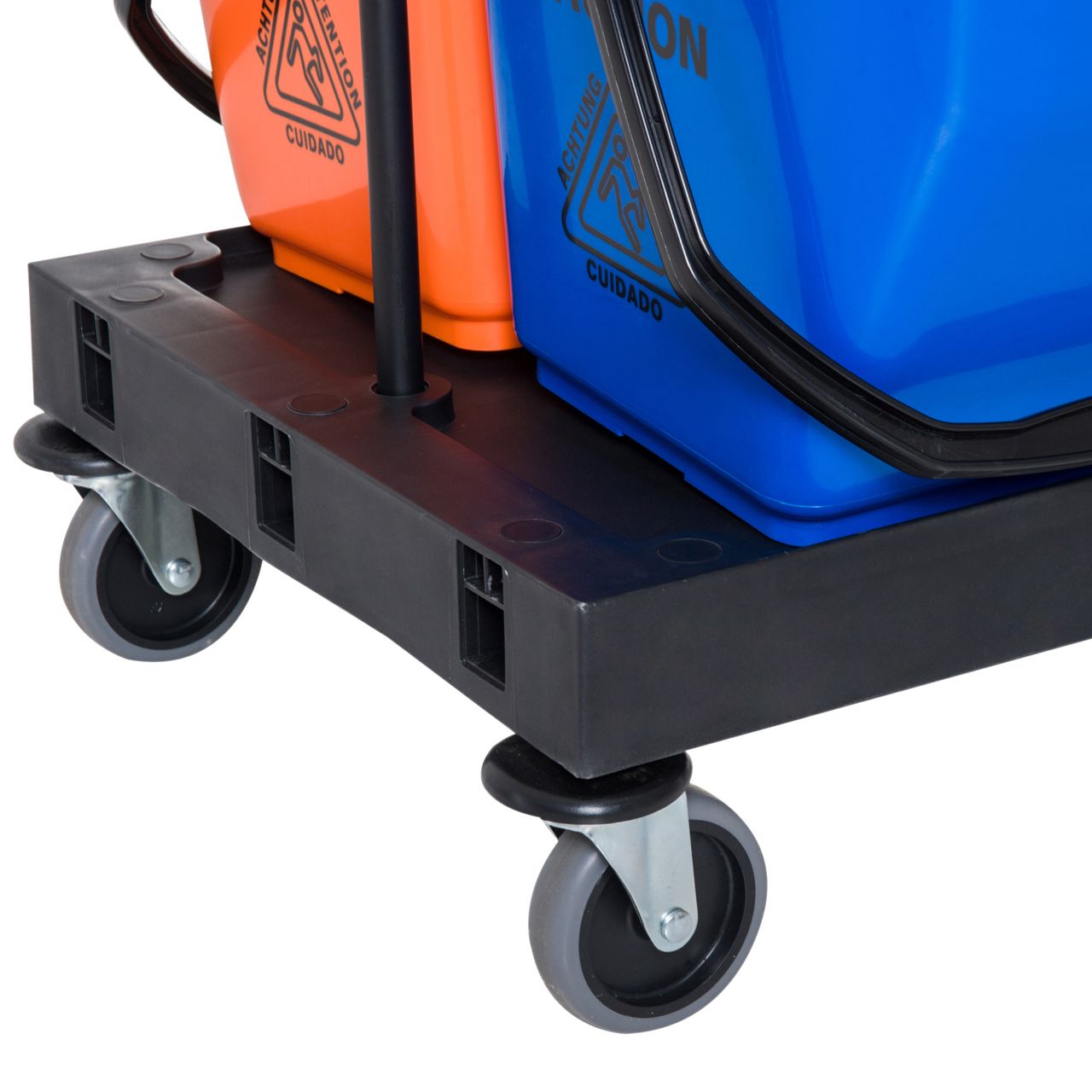 HOMCOM Putzwagen Reinigungswagen Wischwagen Systemwagen mit 4 leichtgängigen Rollen Schwarz Blau Orange 111 × 63,3 × 103 cm