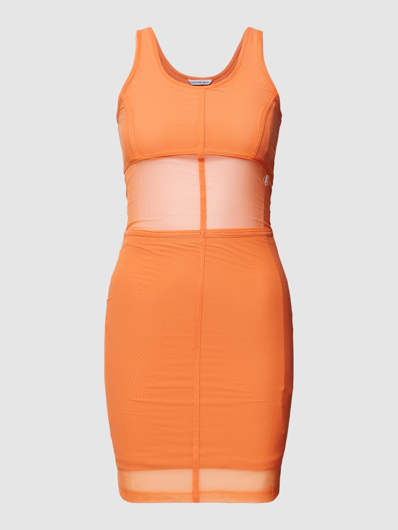 Minikleid mit Meshbesatz in orange