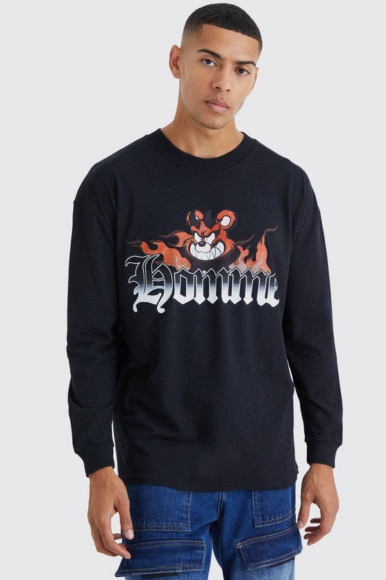 Langärmliges Oversize T-Shirt mit Print