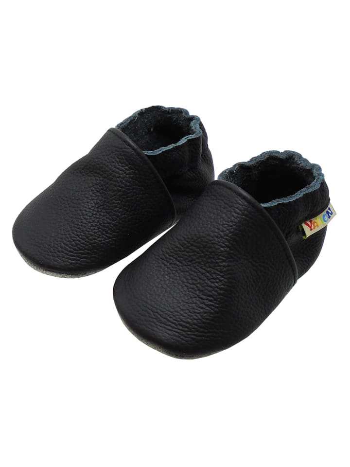 Yalion Leder-Krabbelschuhe in Schwarz günstig kaufen