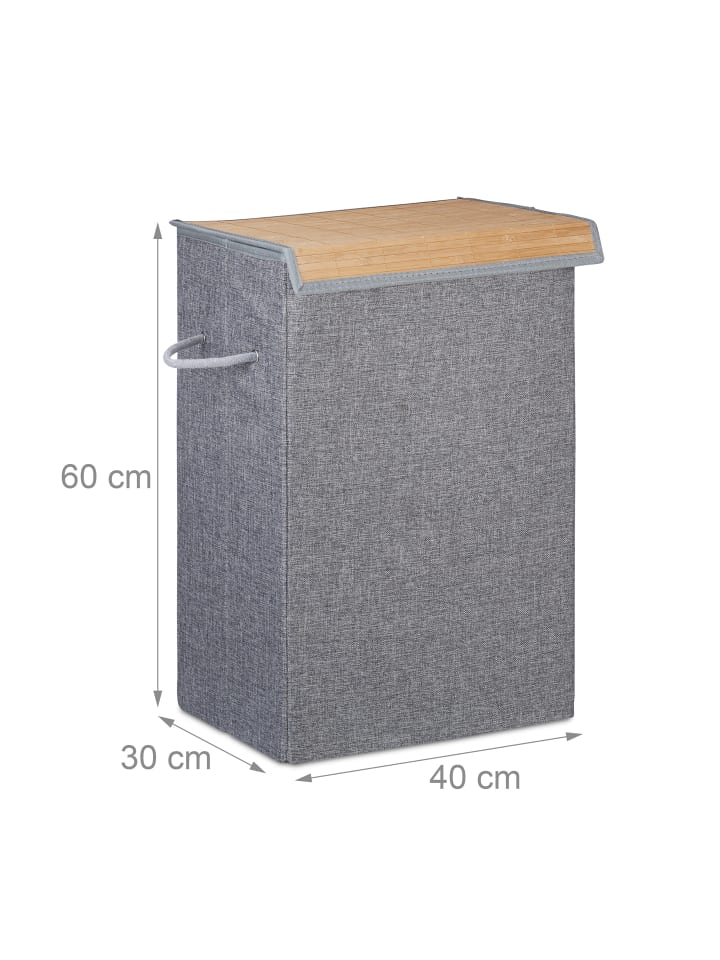 relaxdays Wäschekorb in Grau - (B)40 x (H)60 x (T)30 cm günstig kaufen onesize