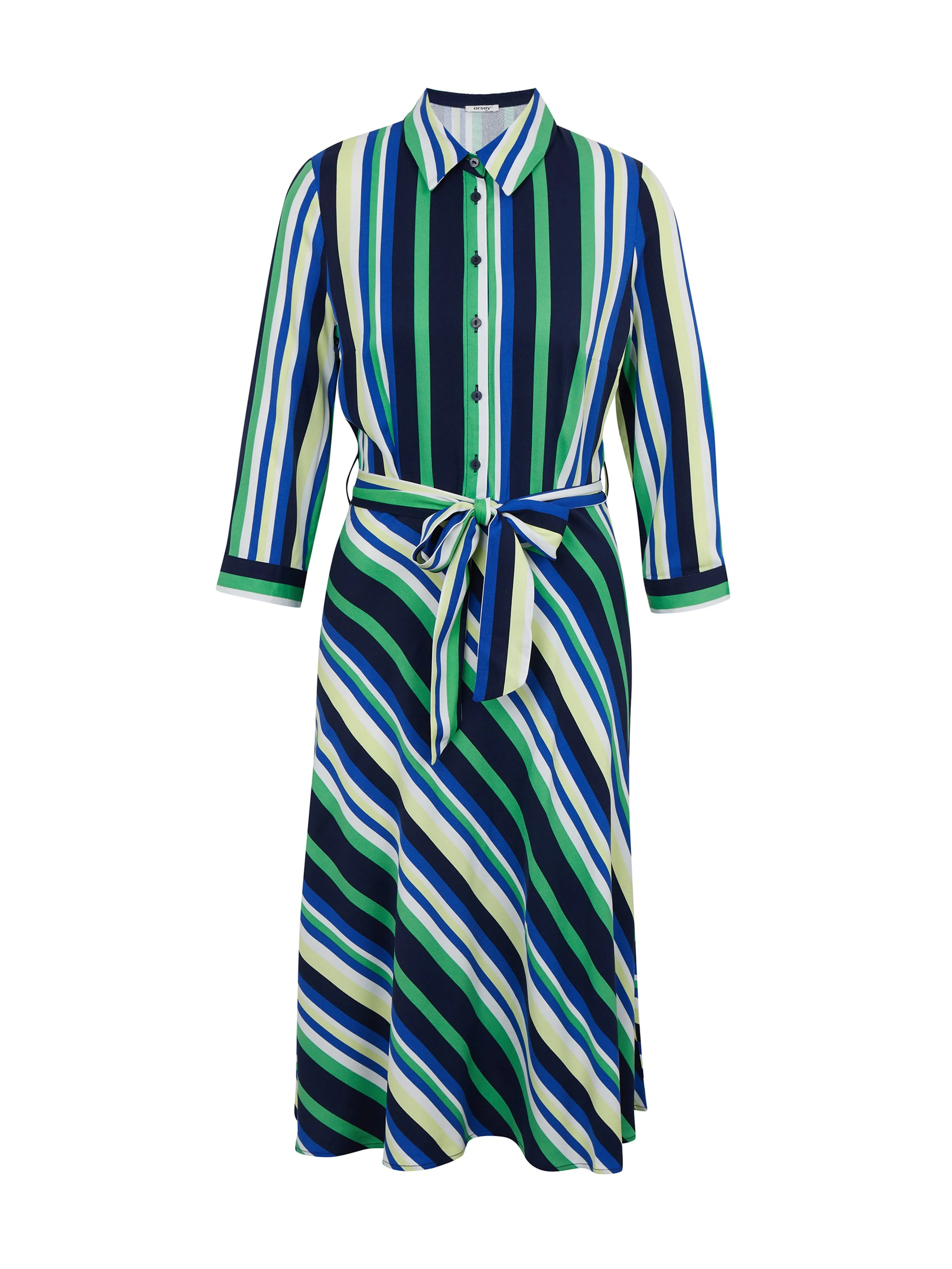 Grün und blau gestreiftes Damen Hemdblusenkleid ORSAY
