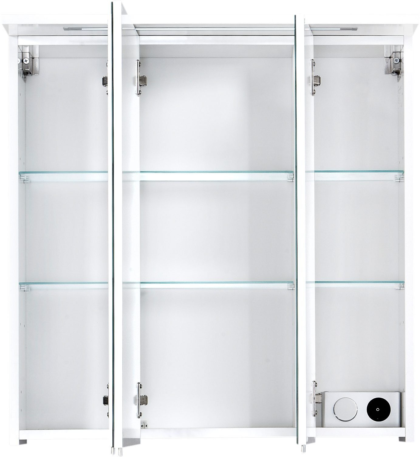Schildmeyer Spiegelschrank Profil Breite 70 cm, 3-türig, LED-Beleuchtung, Schalter-/Steckdosenbox