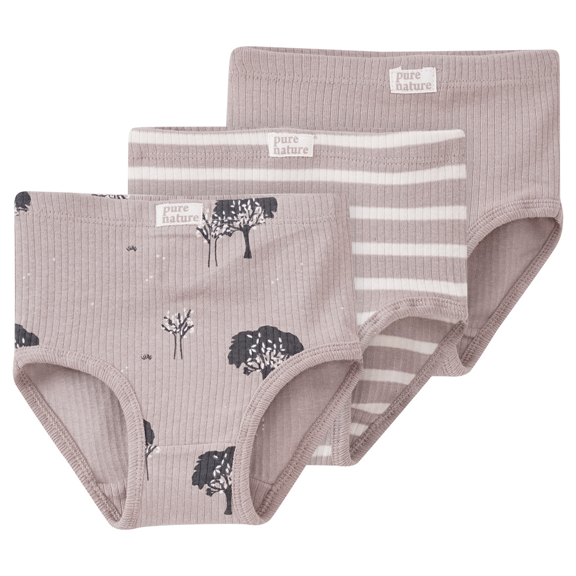 3 Baby Slips mit Rippstruktur