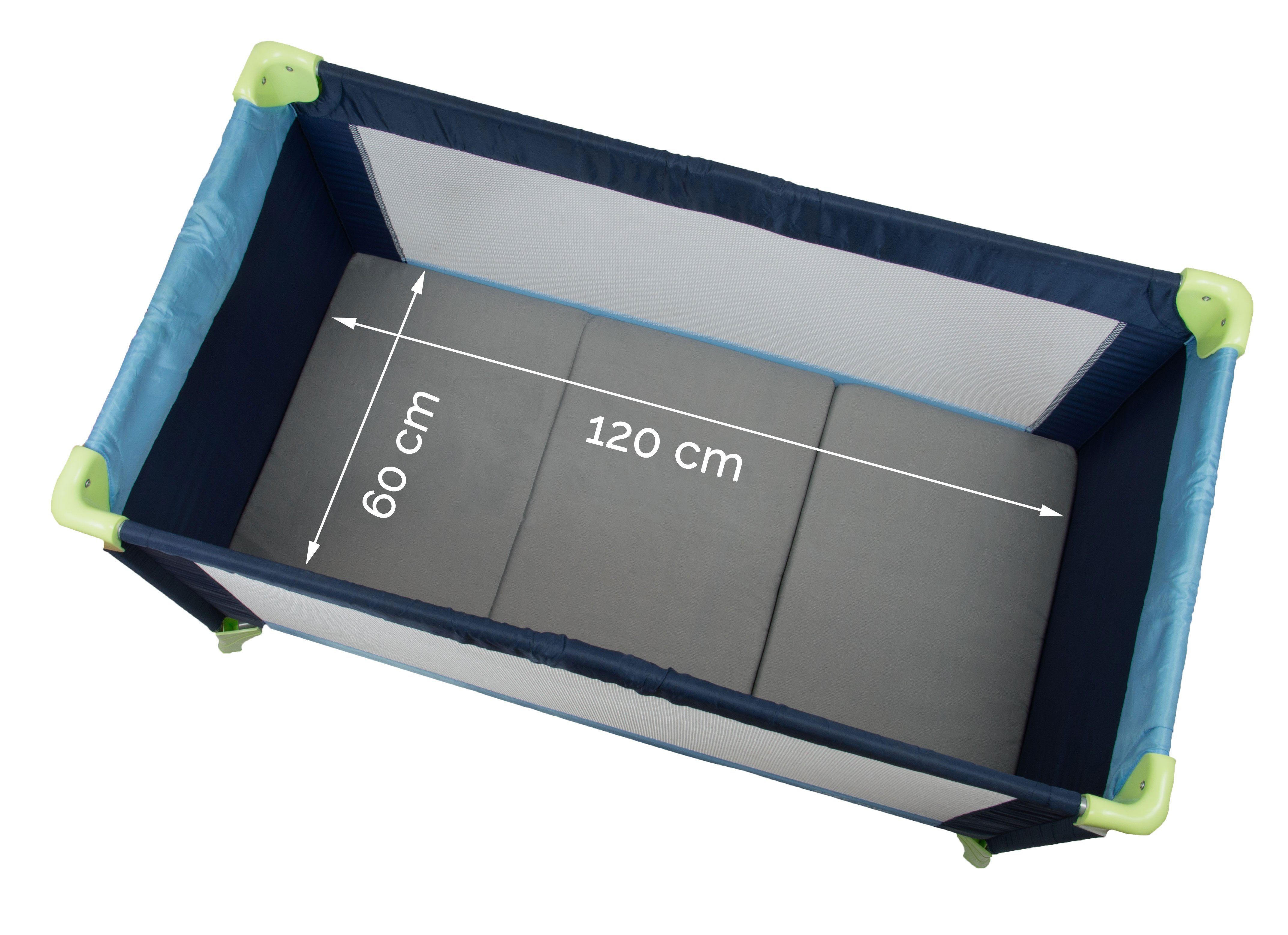 Klappmatratze, ZOLLNER, 3-teilig faltbar, Abnehmbarer Bezug, Aufbewahrungstasche, 60 x 120 cm, 55% Baumwolle, 45% Polyester