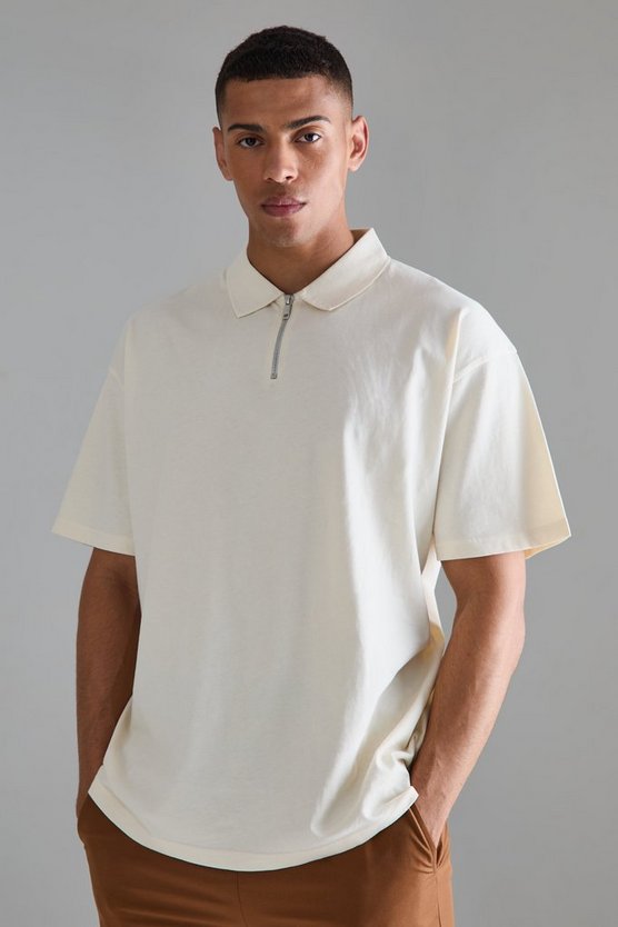 Oversize Poloshirt mit Reißverschluss