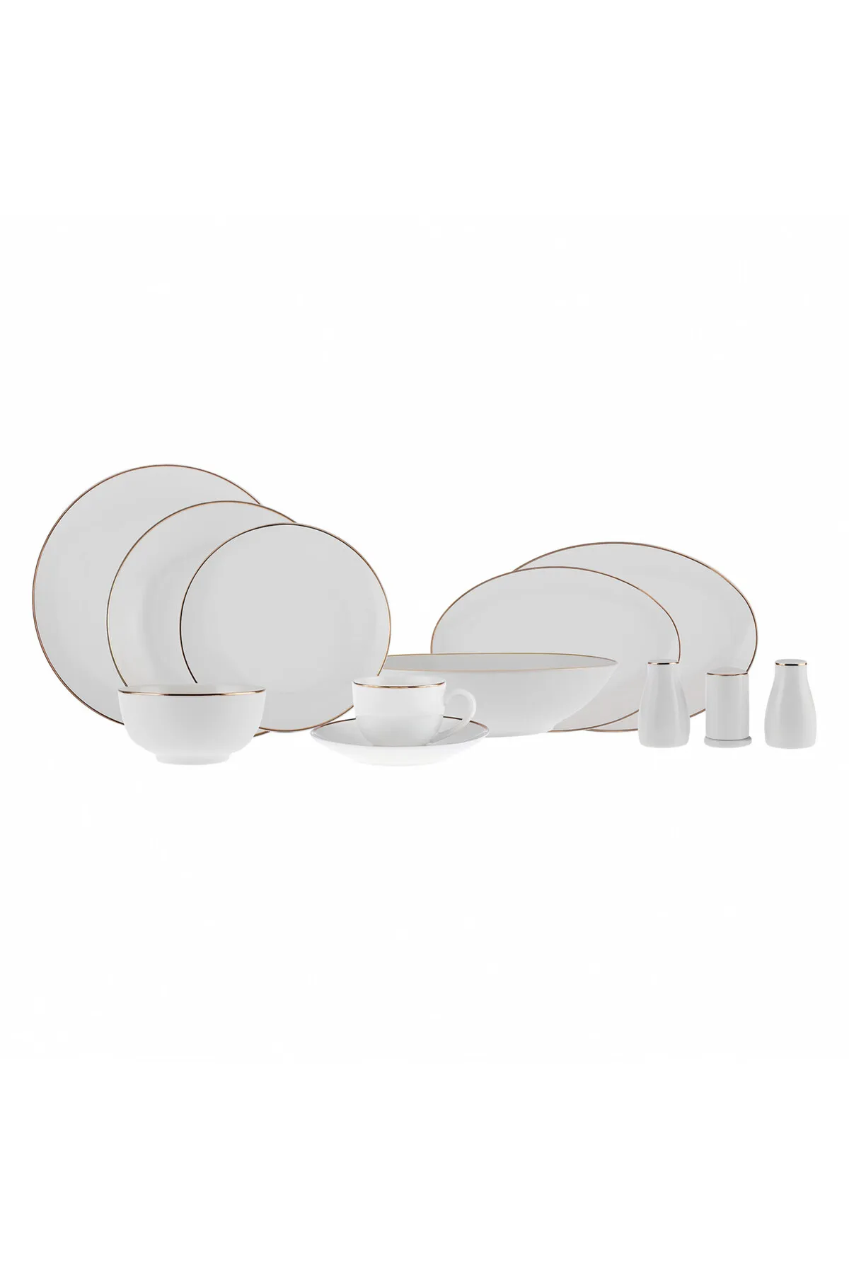 Karaca  Rowan Geschirr-Set Gold, 69-teilig für 12 Personen, New Generation Bone