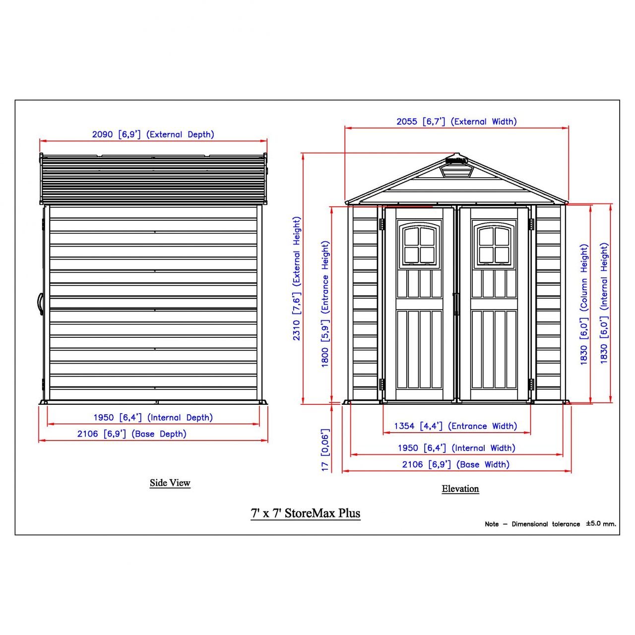 Duramax Kunststoffgerätehaus Duramax StoreMAX Anthrazit 4,5 m² mit Fußbodenkonstruktion Duramax 30325 7x7
