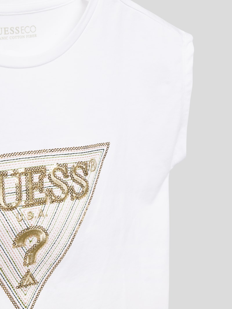 T-Shirt mit Paillettenbesatz in weiß