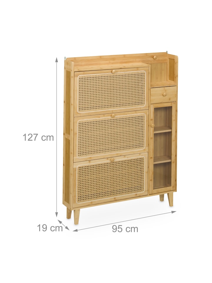 relaxdays Schuhschrank in Natur - (B)95 x (H)127 x (T)19 cm günstig kaufen onesize