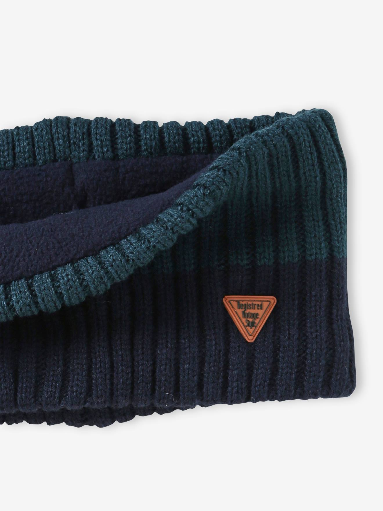 Snood bicolore garçon bleu ardoise