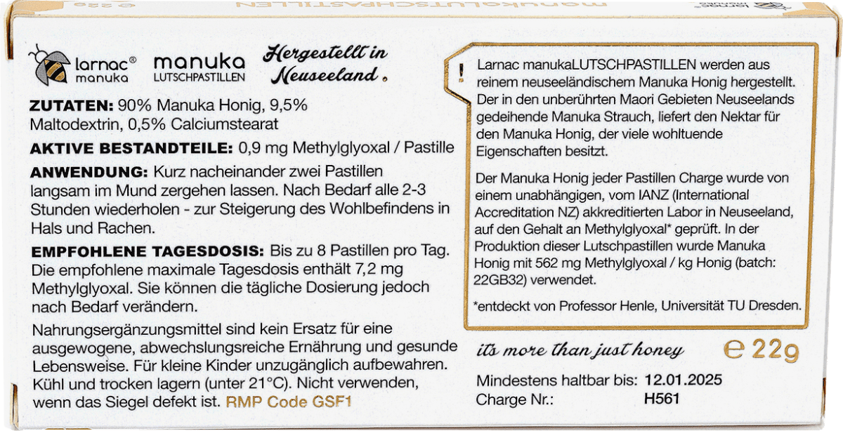 Manuka Lutschpastillen MGO 500+, 22 g