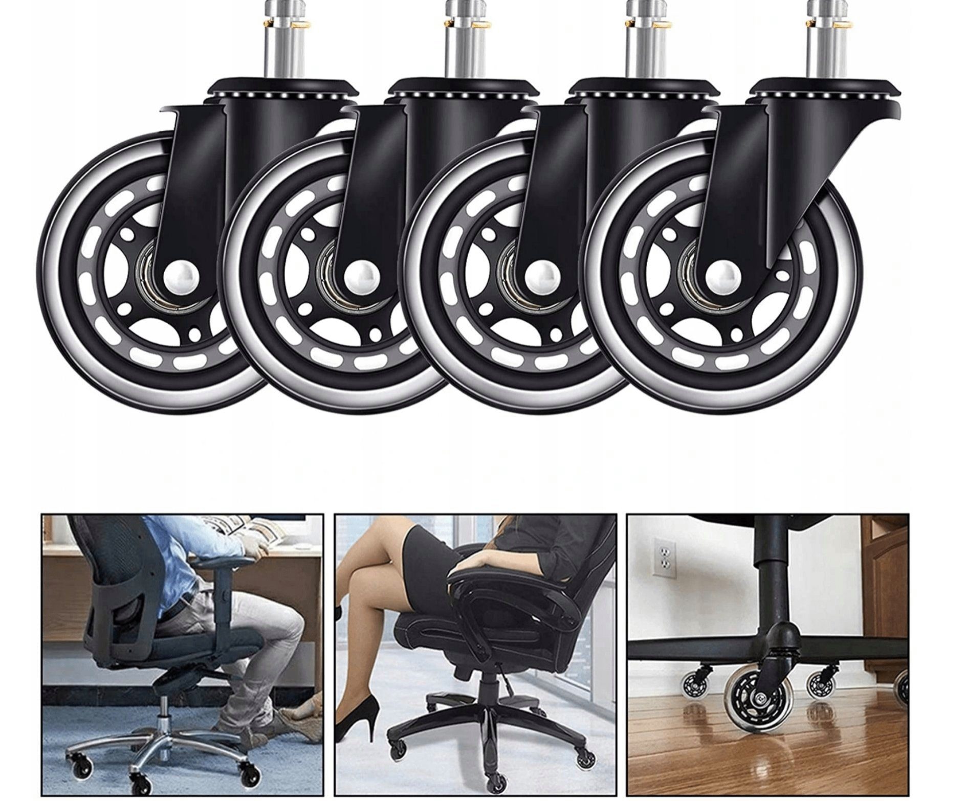 KomfortHome Stuhlrolle Stuhlrolle 5er Set 75mm für Ihren Bürostuhl mit 11mm Stift, (5-St)