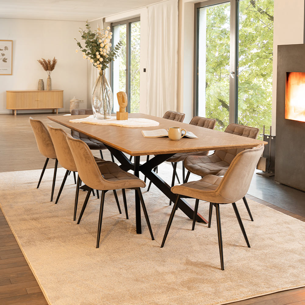 Home Deluxe HOME DELUXE Esstisch Eckig AVENCIA inkl. Sternfuß - 160 x 100 cm Fishbone Oak