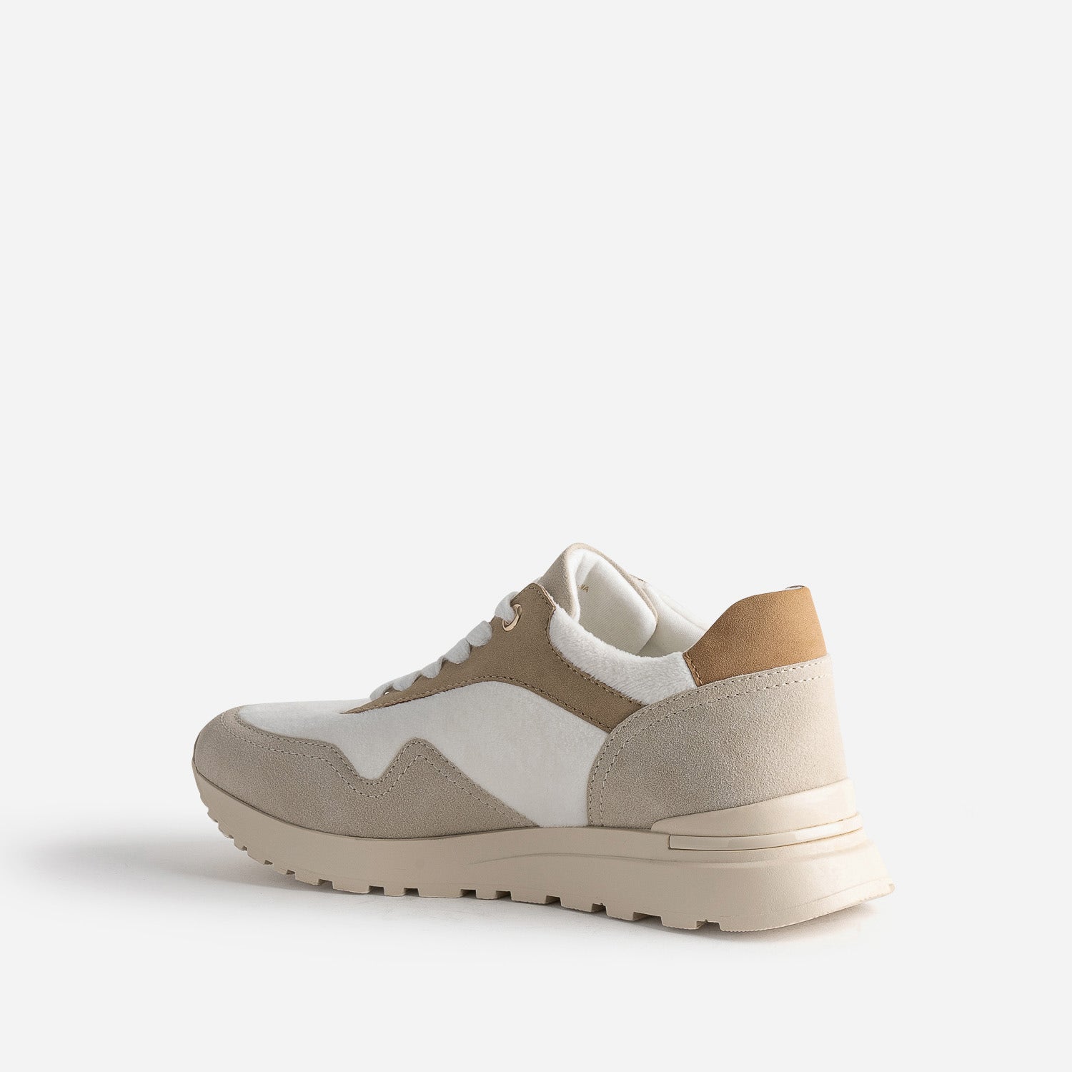 Tennis TEXTO blanche, beige et camel