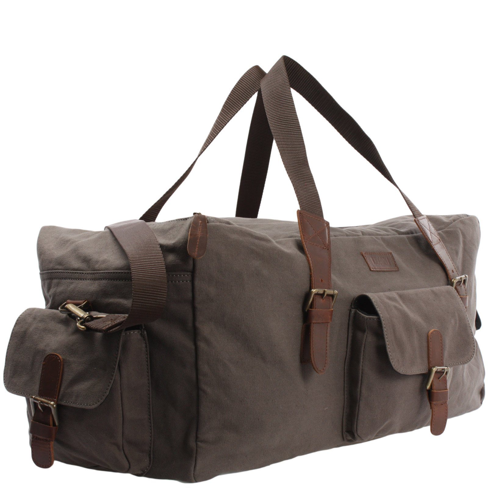 LECONI Weekender Reisetasche Sporttasche Damen Herren Leder Canvas LE2019