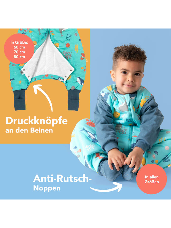 Schlummersack Schlafsack mit Füßen und umklappbaren Bündchen 3.5 TOG in Hellblau günstig kaufen