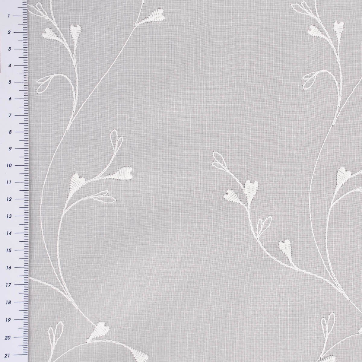 Meterware Gardinenstoff Gardinenstores Stickerei Batistoptik Blumenranken raumho, SCHÖNER LEBEN., Batist, bestickt, mit Bleiband, pflegeleicht, überbreit