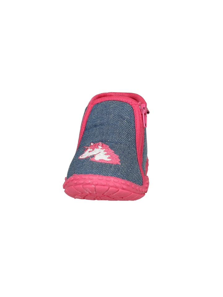 Playshoes Hausschuh Einhorn in Jeansblau günstig kaufen