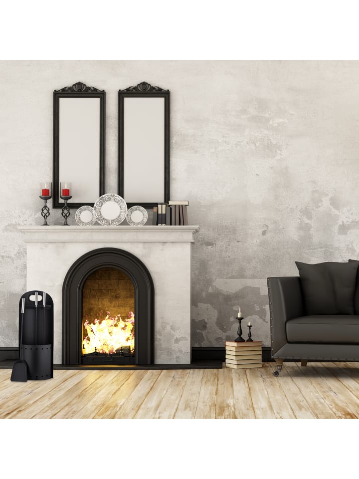 relaxdays 4-tlg. Kaminbesteck in Schwarz günstig kaufen onesize