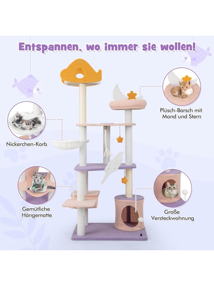 COSTWAY Kratzbaum 167cm in Lila günstig kaufen onesize