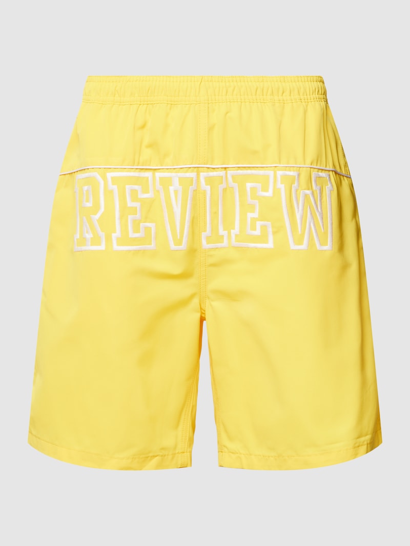 Badehose mit Label-Stitching in gelb